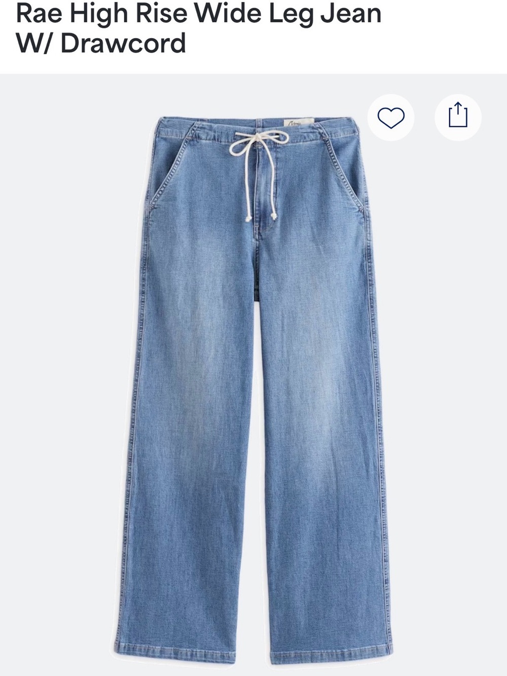 Rae High-Rise Wide-Leg Jeans with Drawcord in Light Blue